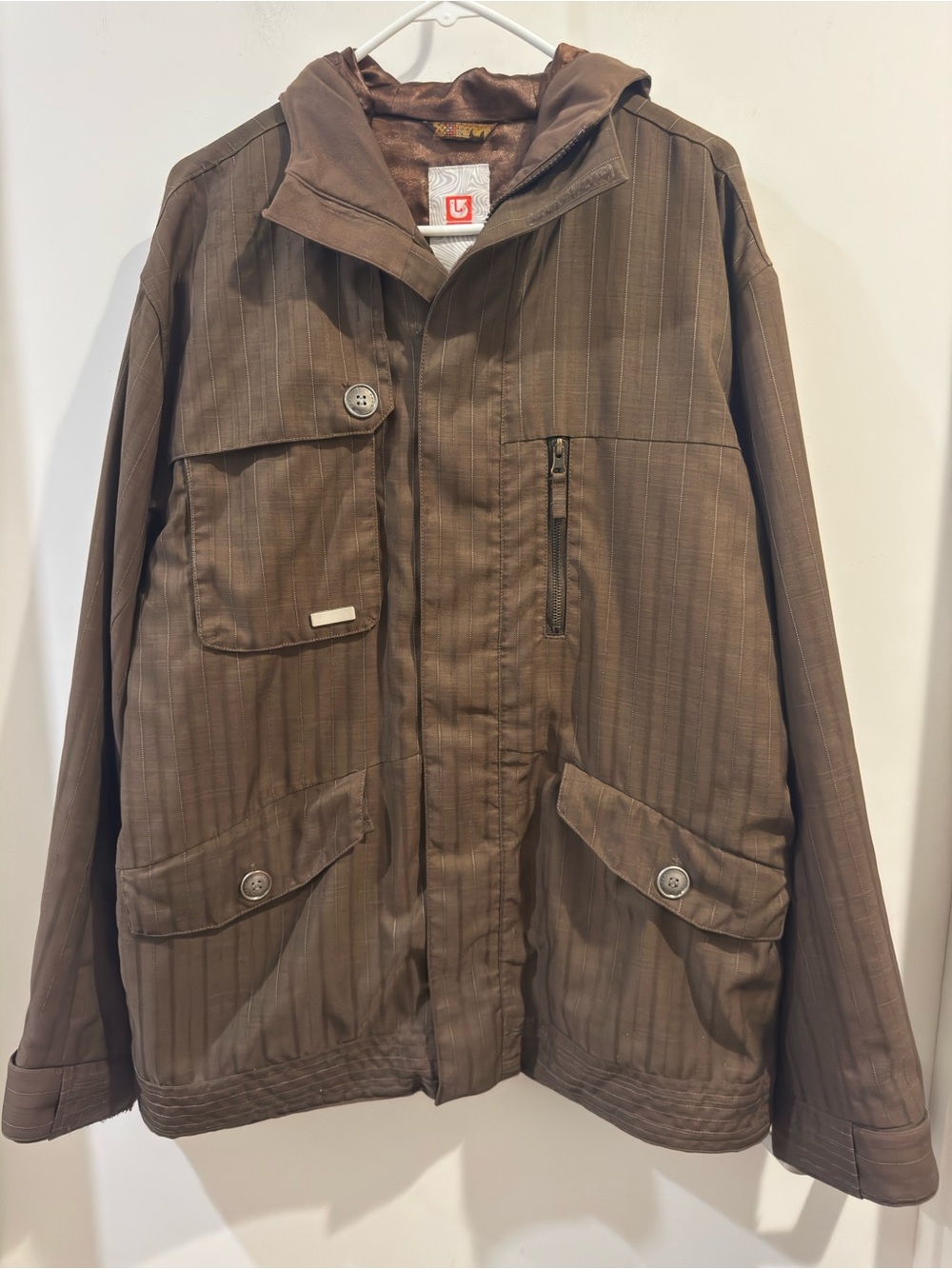 Burton Snowboard Plaid Snowboarding Ski Snow Jacket Pinstripe Mens Size Large